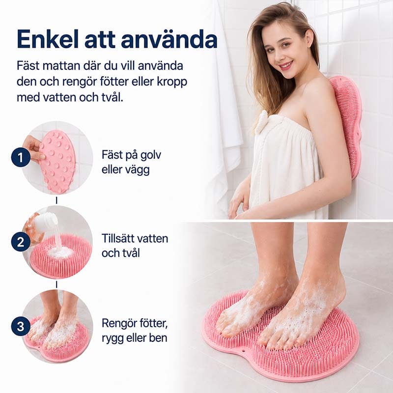 Shower Foot Scrubber Non Slip Mat with Silicone Bristles and Suction Cups