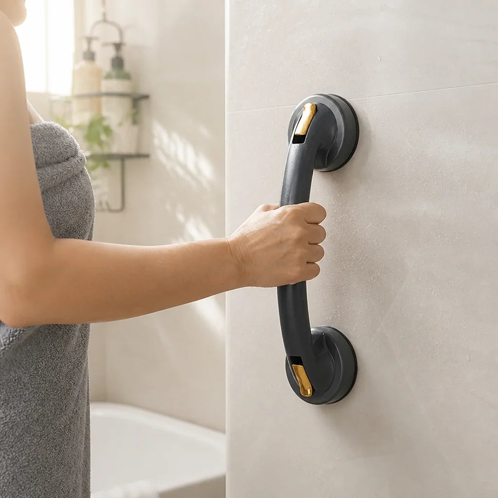 Shower Grab Bar | Ergonomic Grip & Drill-Free Suction