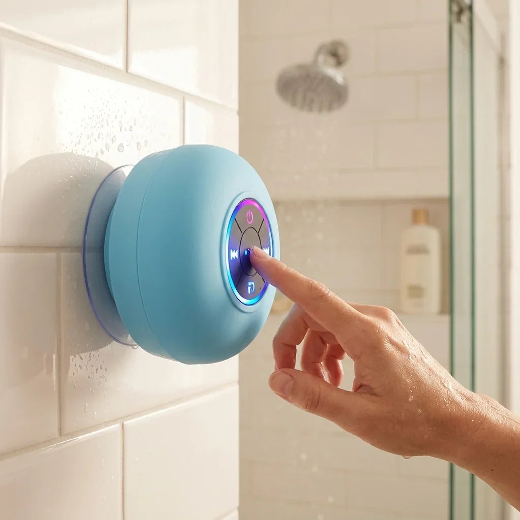 Shower Speaker | Waterproof Suction Cup Built-In Controls | Up to 8 Hours