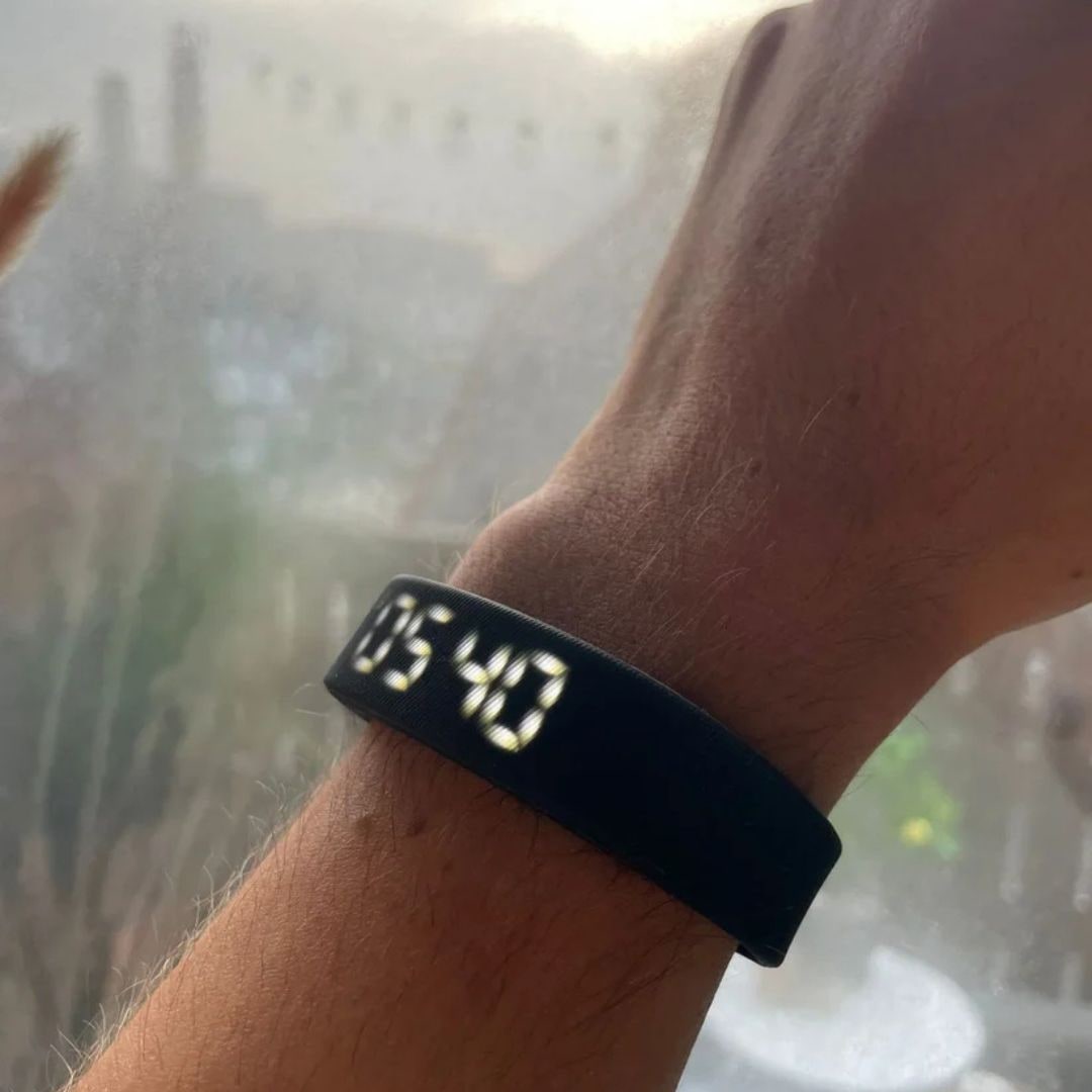 Silent Vibrating Alarm Clock Wristband with USB Charging and Adjustable Silicone Strap
