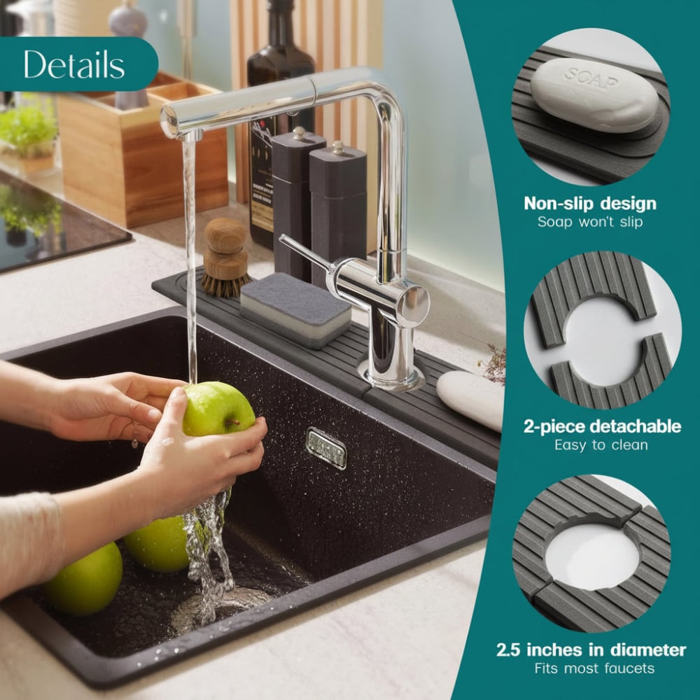 Sink Splash Guard Diatomaceous Earth Faucet Drying Mat with Absorbent Stone Surface