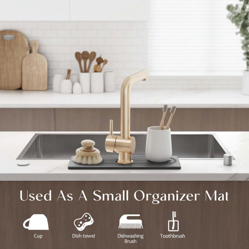 Sink Splash Guard Diatomaceous Earth Faucet Drying Mat with Absorbent Stone Surface