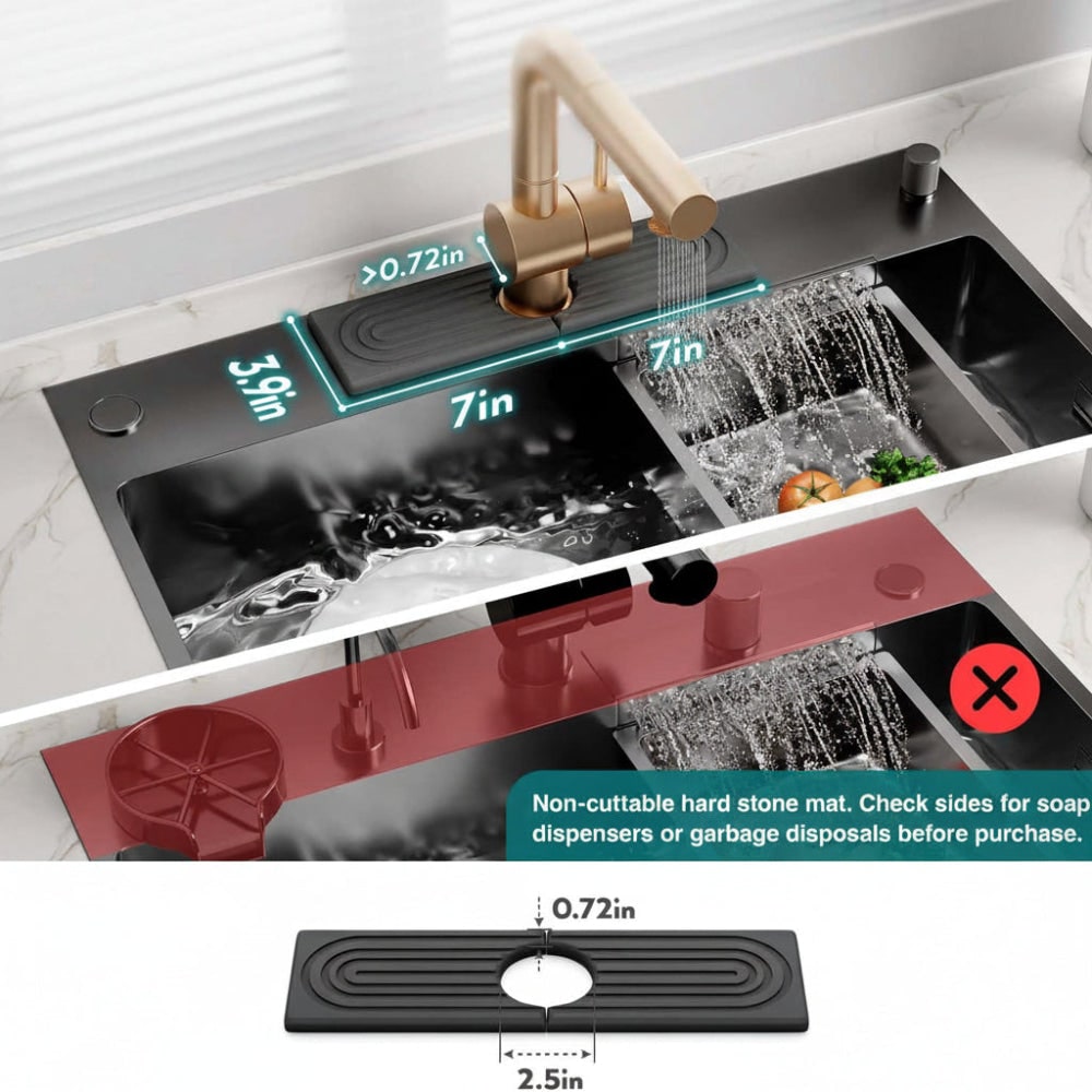 Sink Splash Guard Diatomaceous Earth Faucet Drying Mat with Absorbent Stone Surface