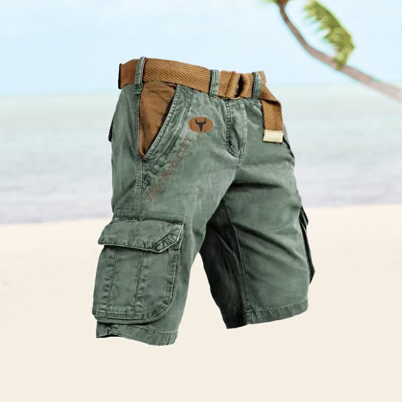 Slim Fit Cargo Shorts with Welt Pockets for Men