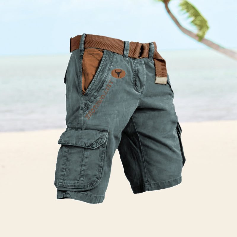 Slim Fit Cargo Shorts with Welt Pockets for Men