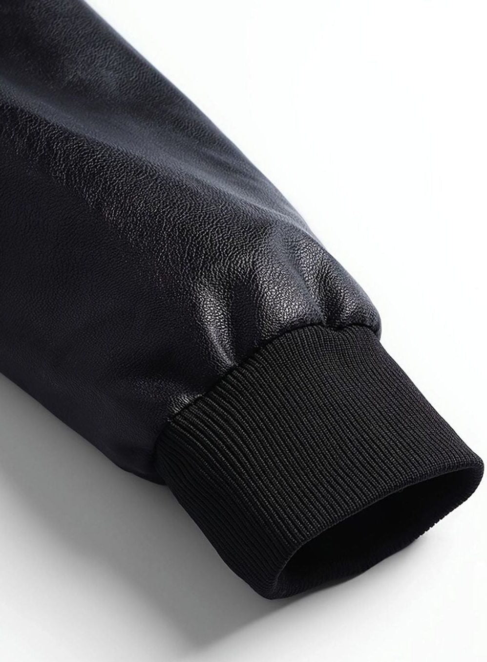 Faux Leather Slim Fit Bomber Jacket for Men