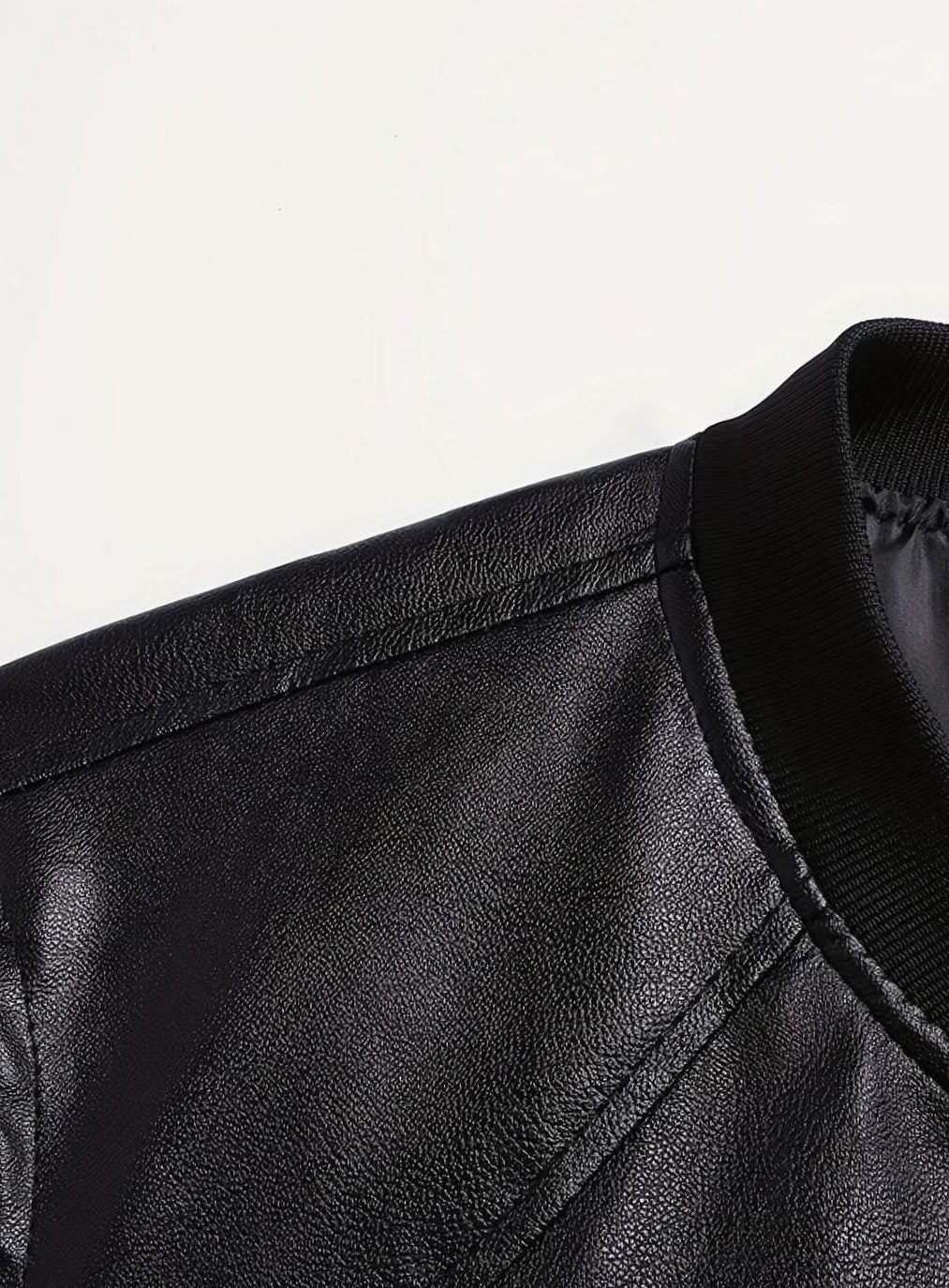 Faux Leather Slim Fit Bomber Jacket for Men