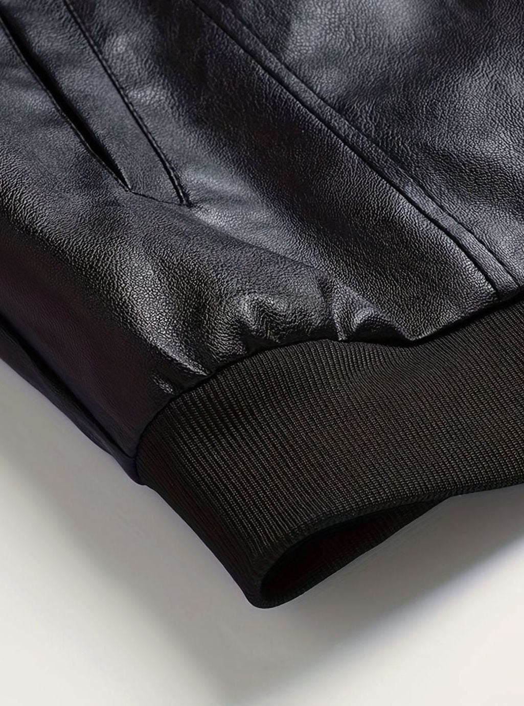 Faux Leather Slim Fit Bomber Jacket for Men