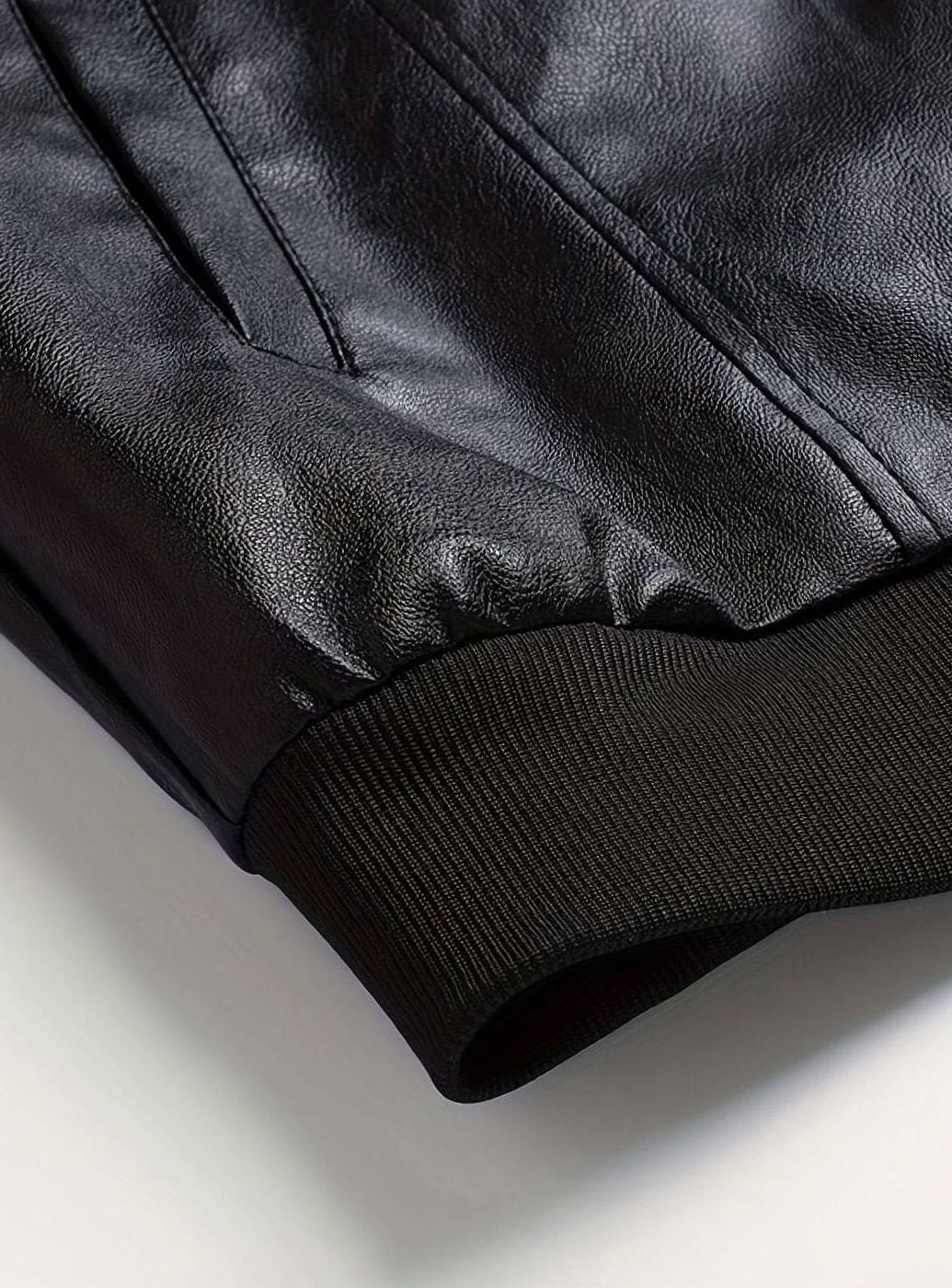 Faux Leather Slim Fit Bomber Jacket for Men