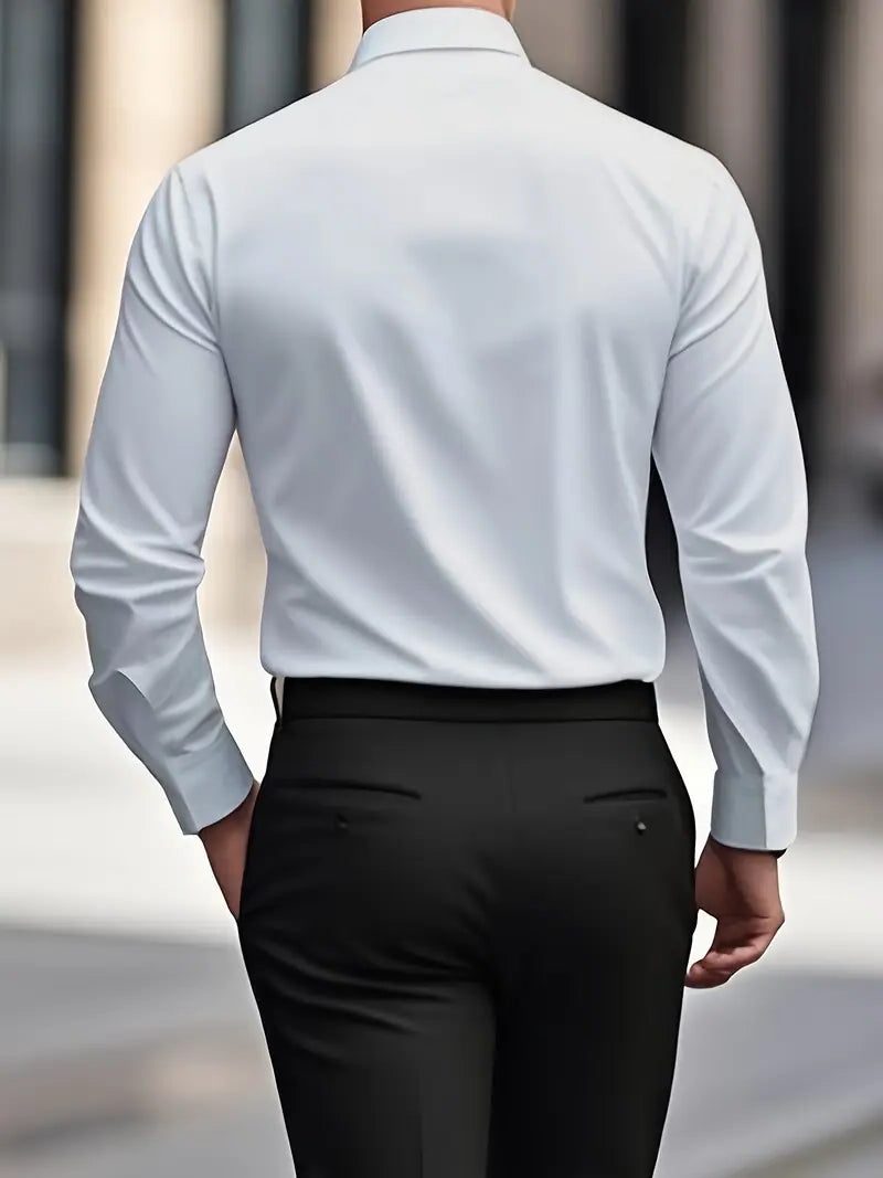 Slim Fit Long Sleeve Button-Down Shirt for Men