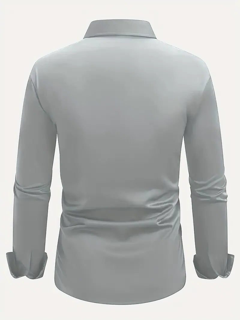 Slim Fit Long Sleeve Button-Down Shirt for Men