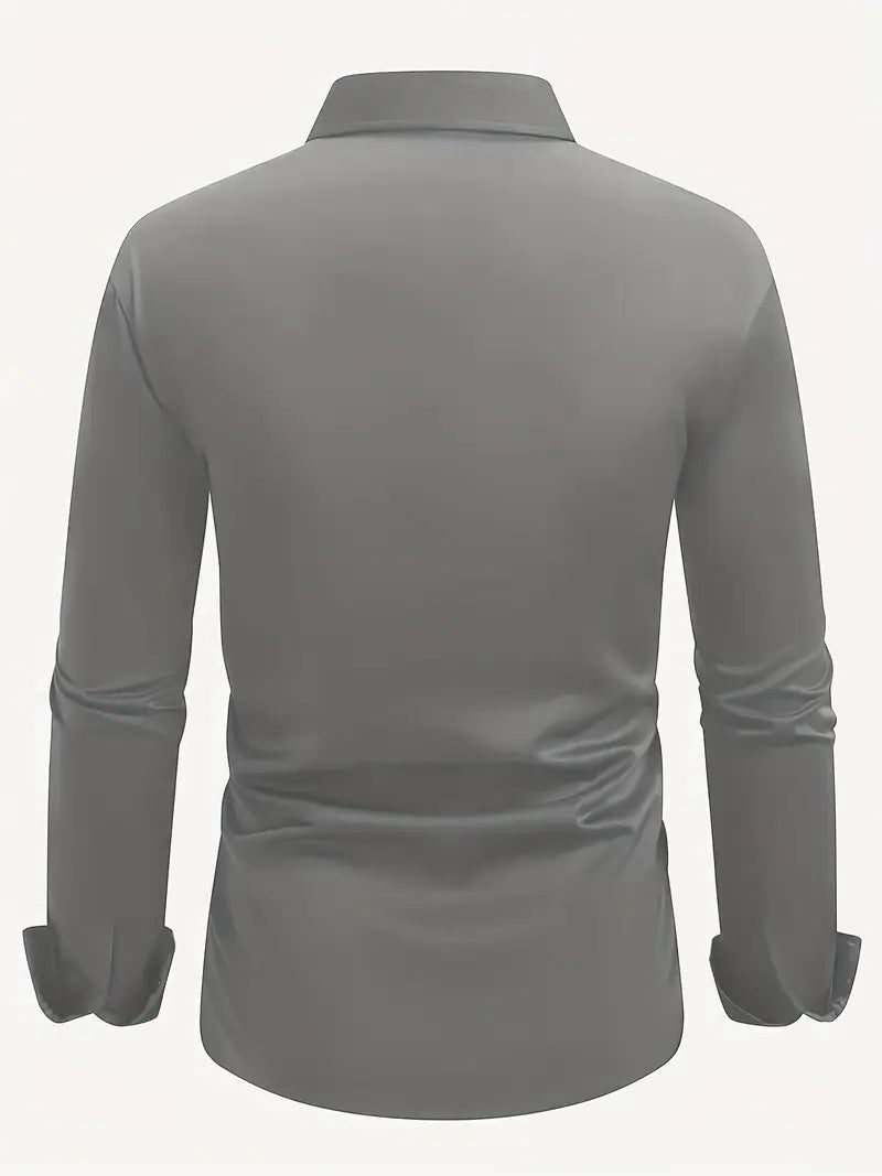 Slim Fit Long Sleeve Button-Down Shirt for Men