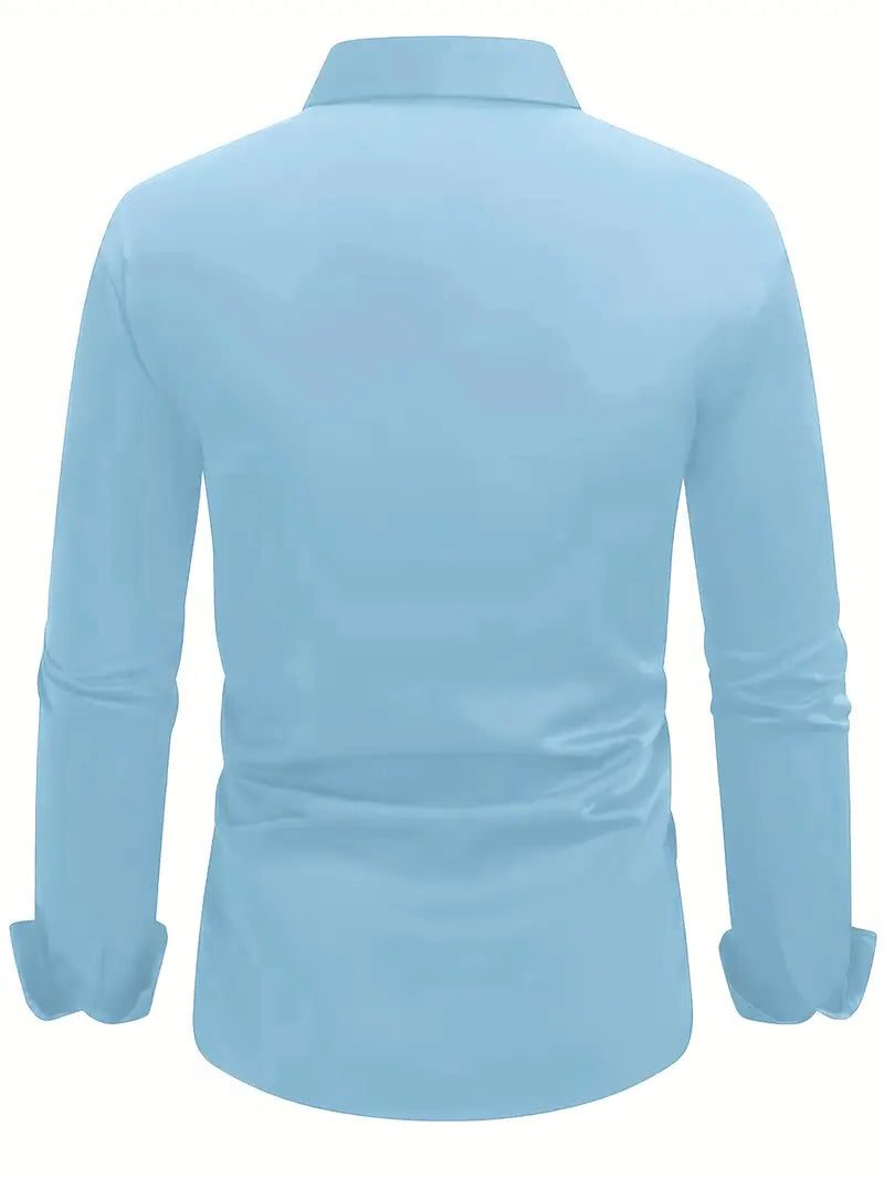 Slim Fit Long Sleeve Button-Down Shirt for Men