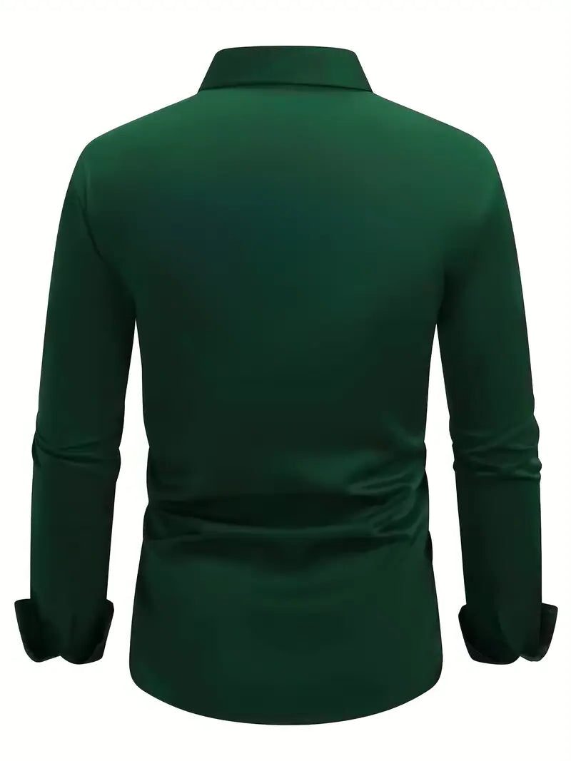 Slim Fit Long Sleeve Button-Down Shirt for Men