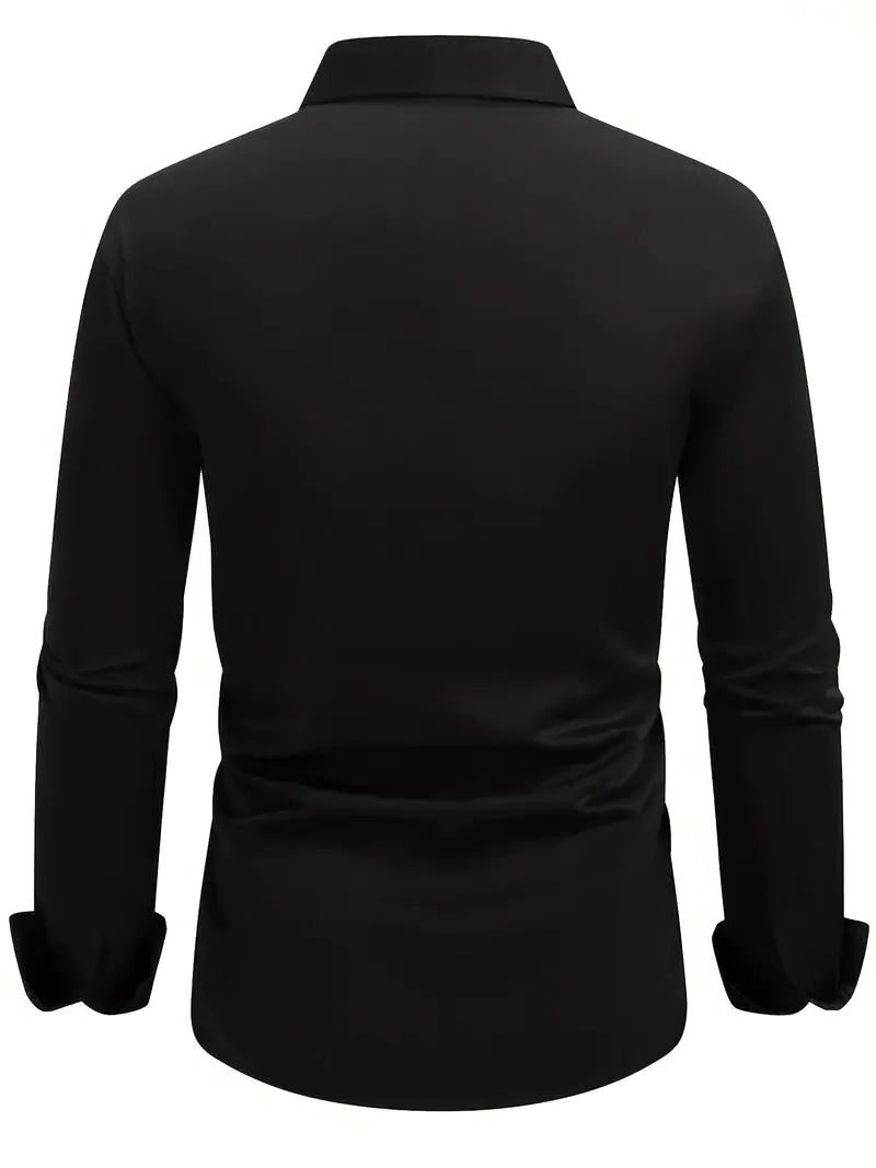 Slim Fit Long Sleeve Button-Down Shirt for Men