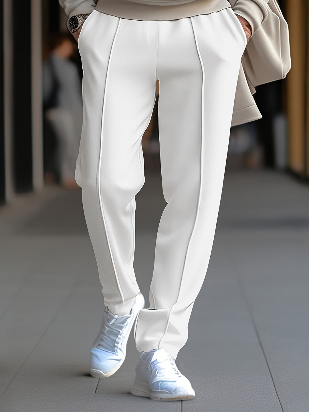 Slim Fit Pants with Seam Detail for Men