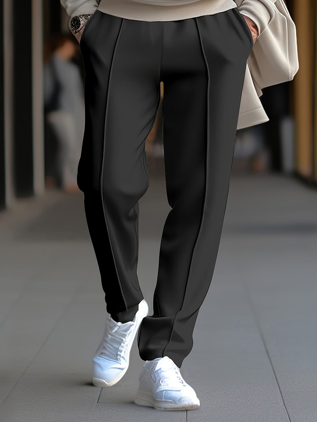 Slim Fit Pants with Seam Detail for Men