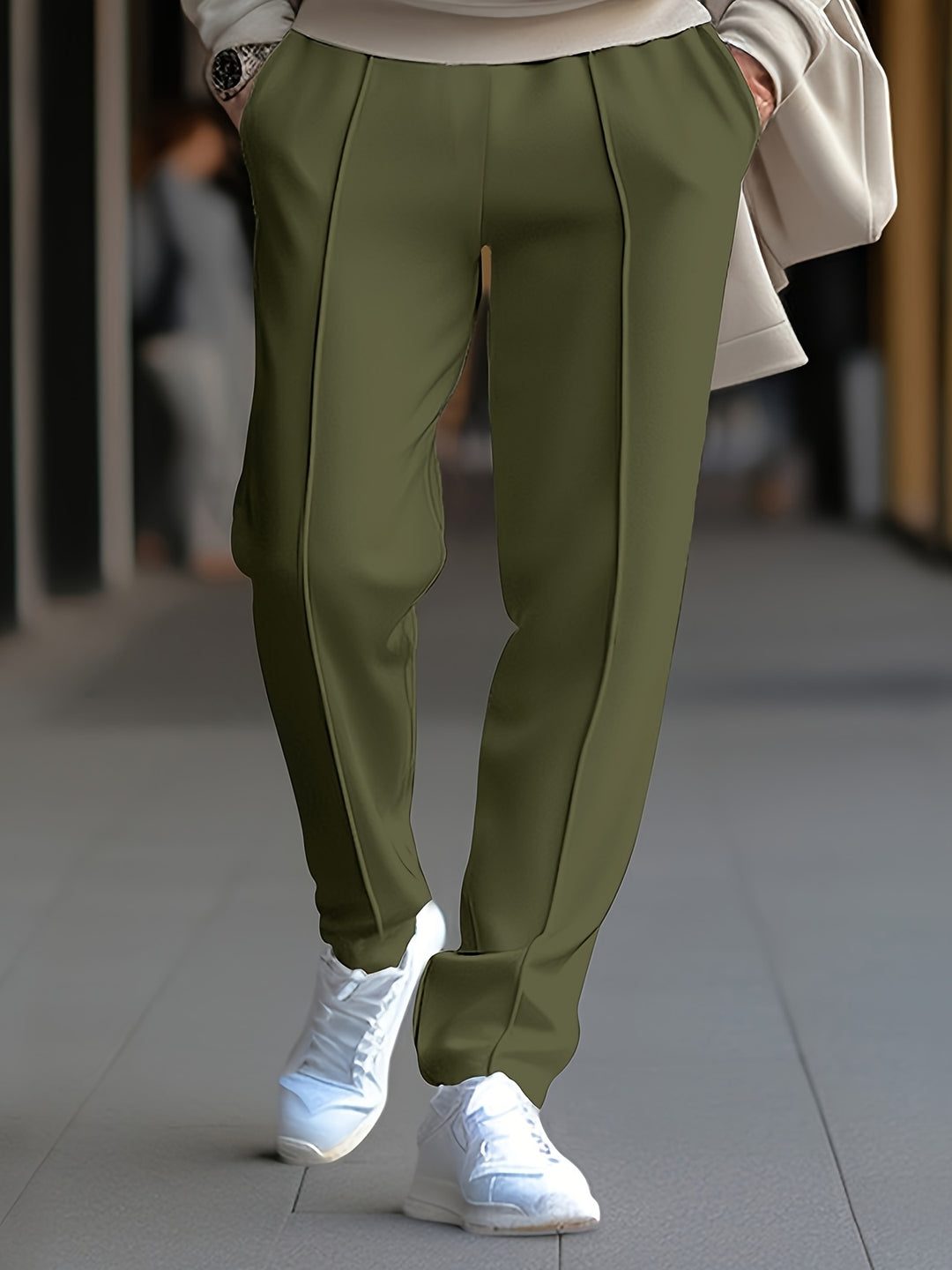 Slim Fit Pants with Seam Detail for Men