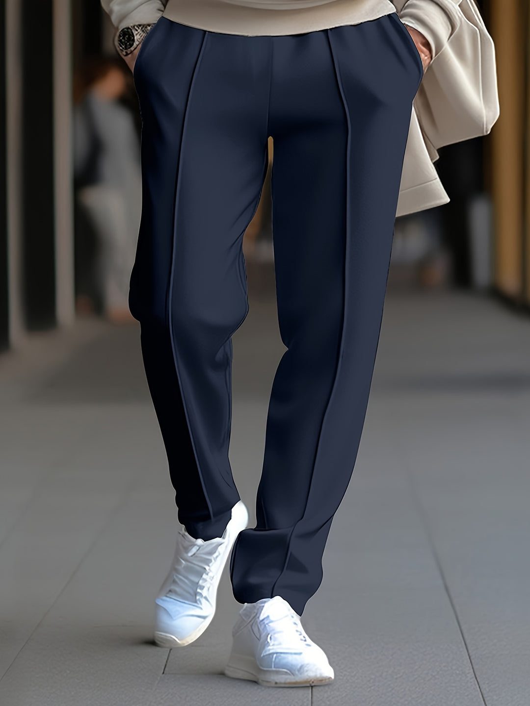 Slim Fit Pants with Seam Detail for Men