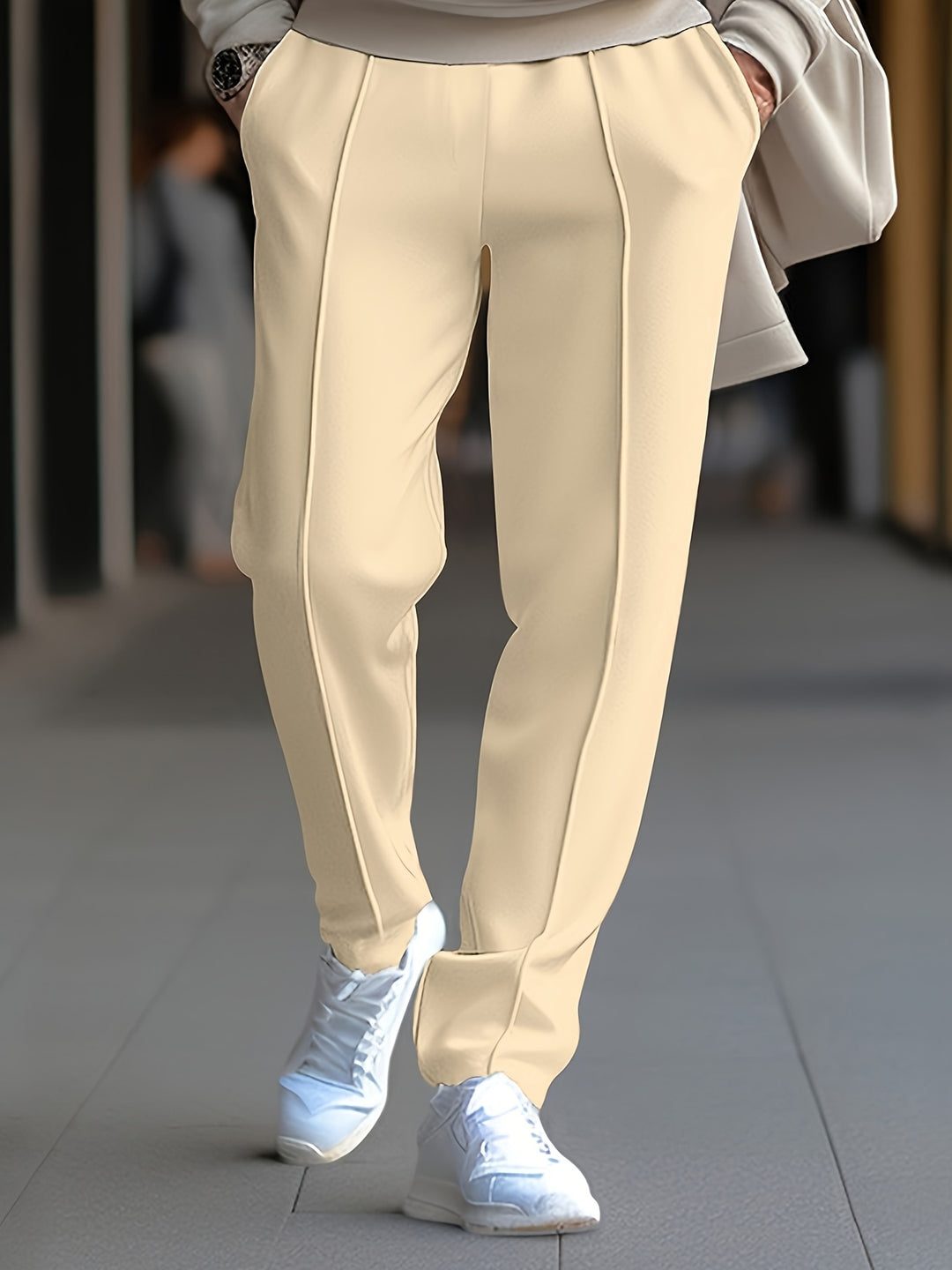 Slim Fit Pants with Seam Detail for Men
