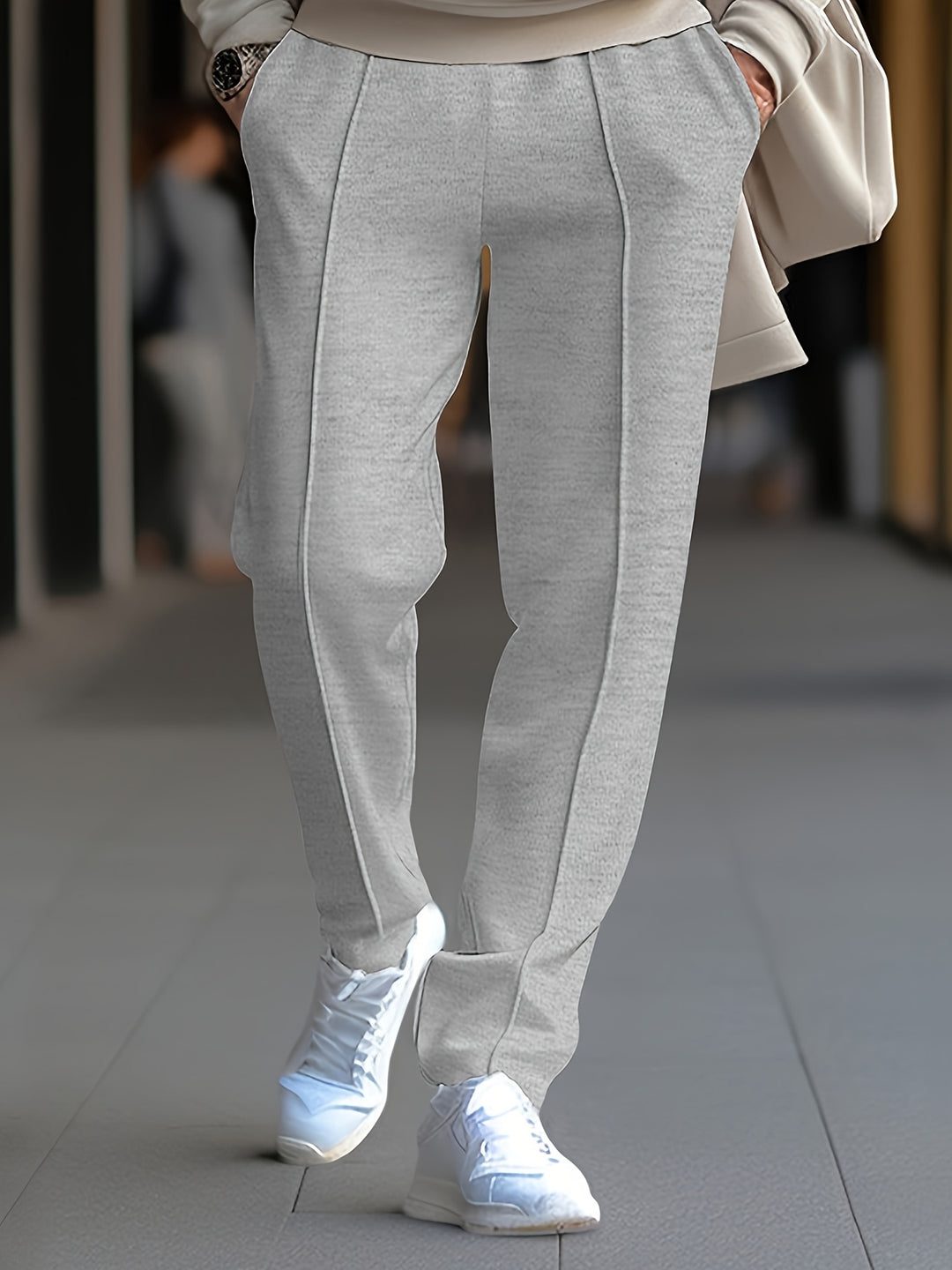 Slim Fit Pants with Seam Detail for Men