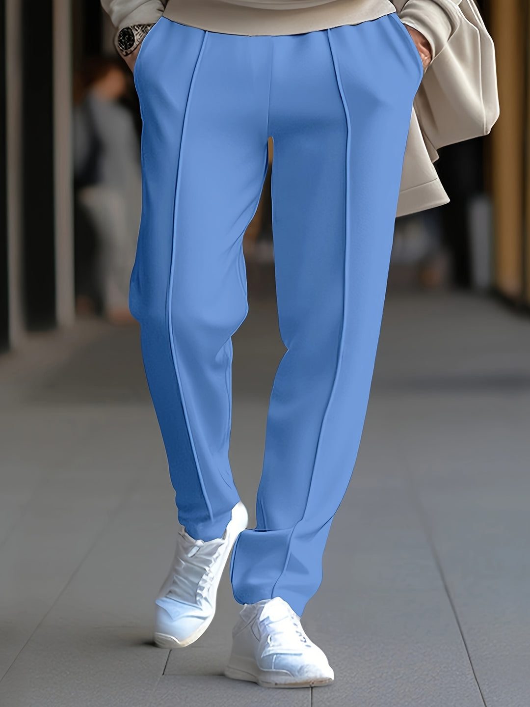 Slim Fit Pants with Seam Detail for Men