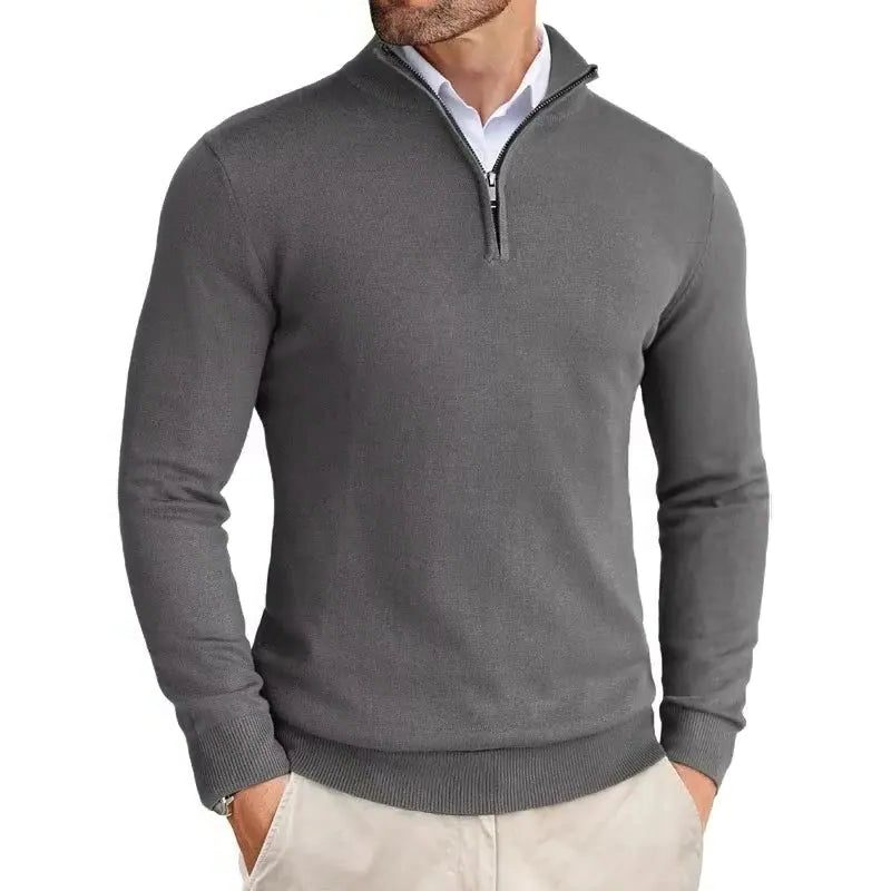 Slim Fit Quarter Zip Sweater for Men
