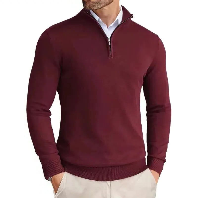 Slim Fit Quarter Zip Sweater for Men