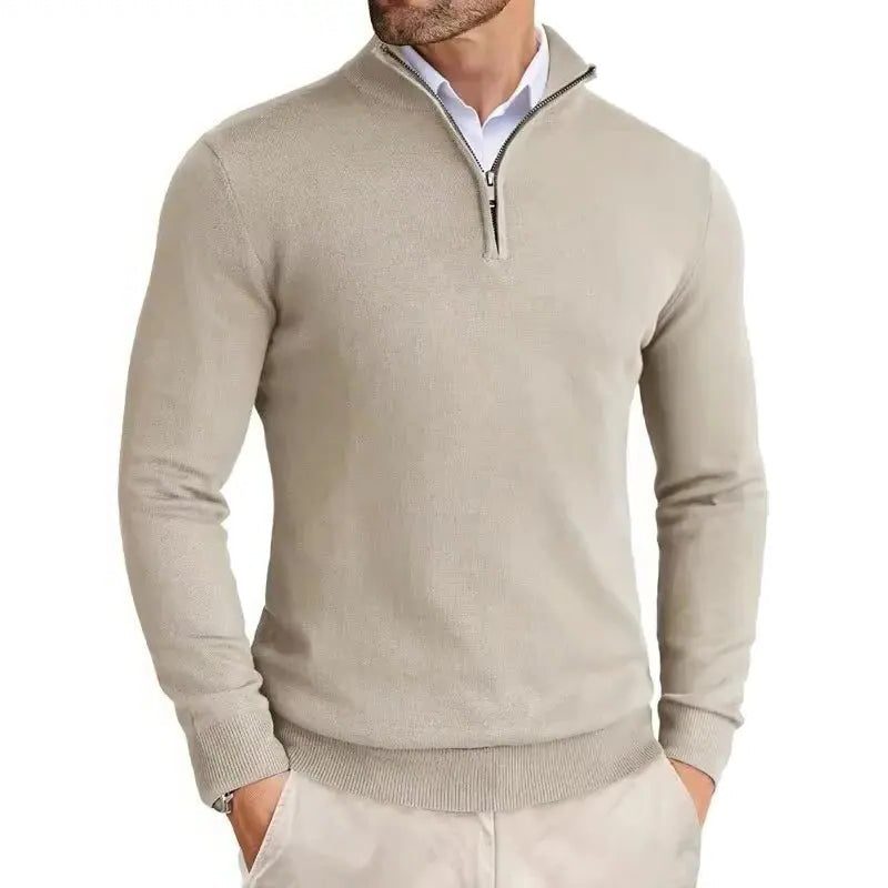 Slim Fit Quarter Zip Sweater for Men