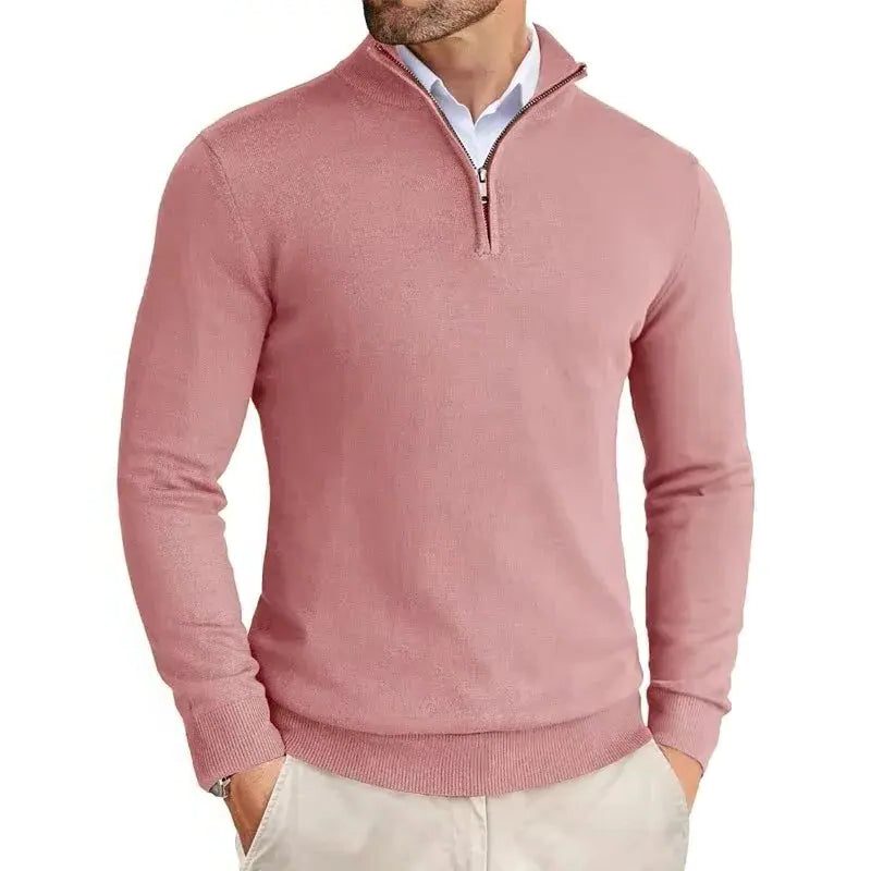 Slim Fit Quarter Zip Sweater for Men