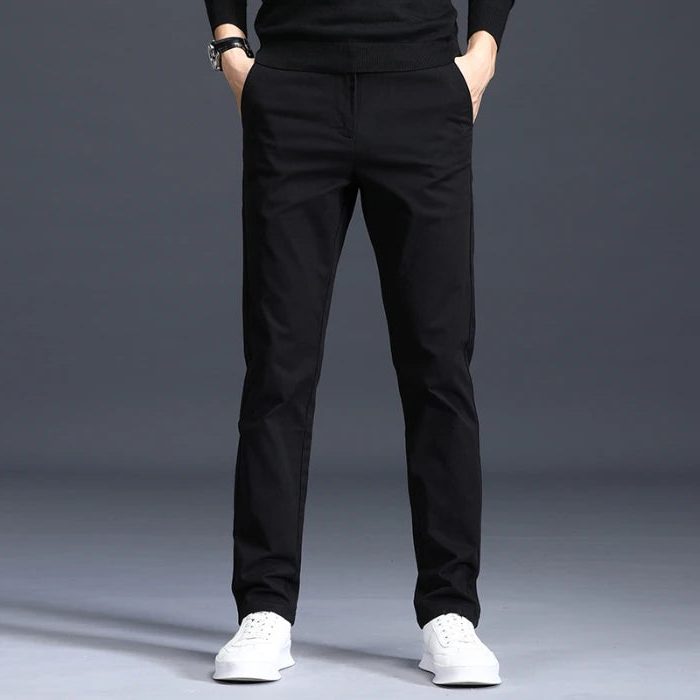Slim Fit Straight Leg Cotton Pants for Men