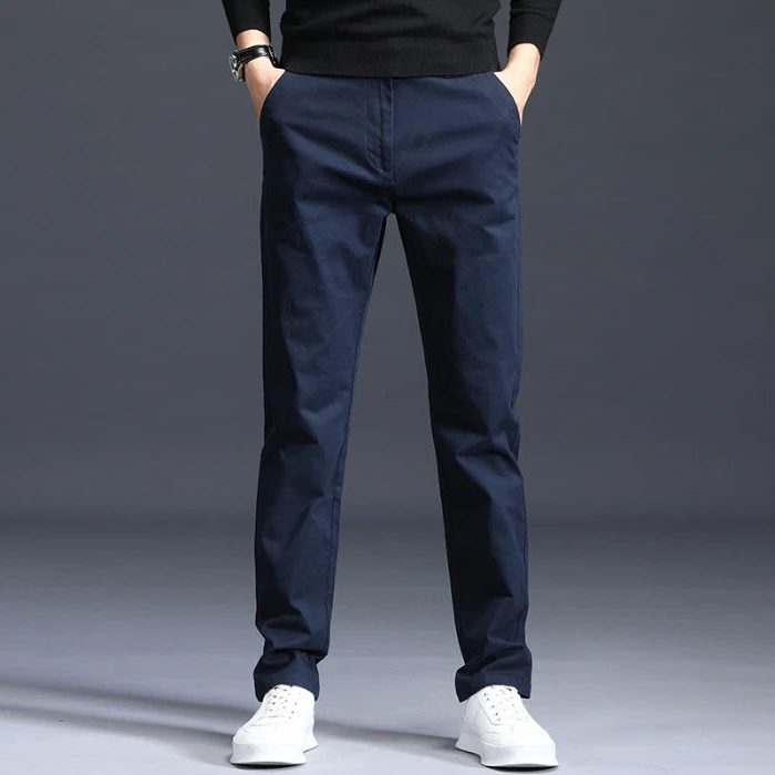 Slim Fit Straight Leg Cotton Pants for Men