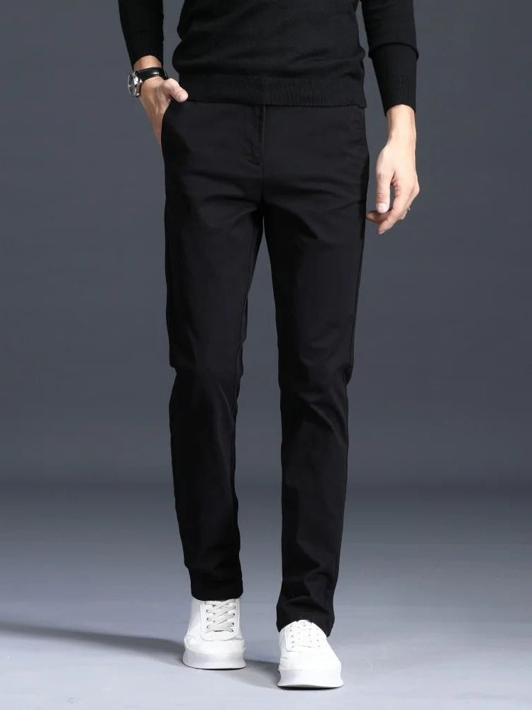 Slim Fit Straight Leg Cotton Pants for Men