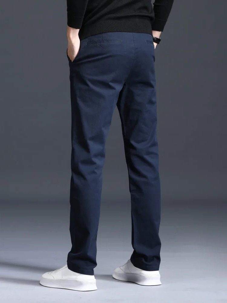 Slim Fit Straight Leg Cotton Pants for Men
