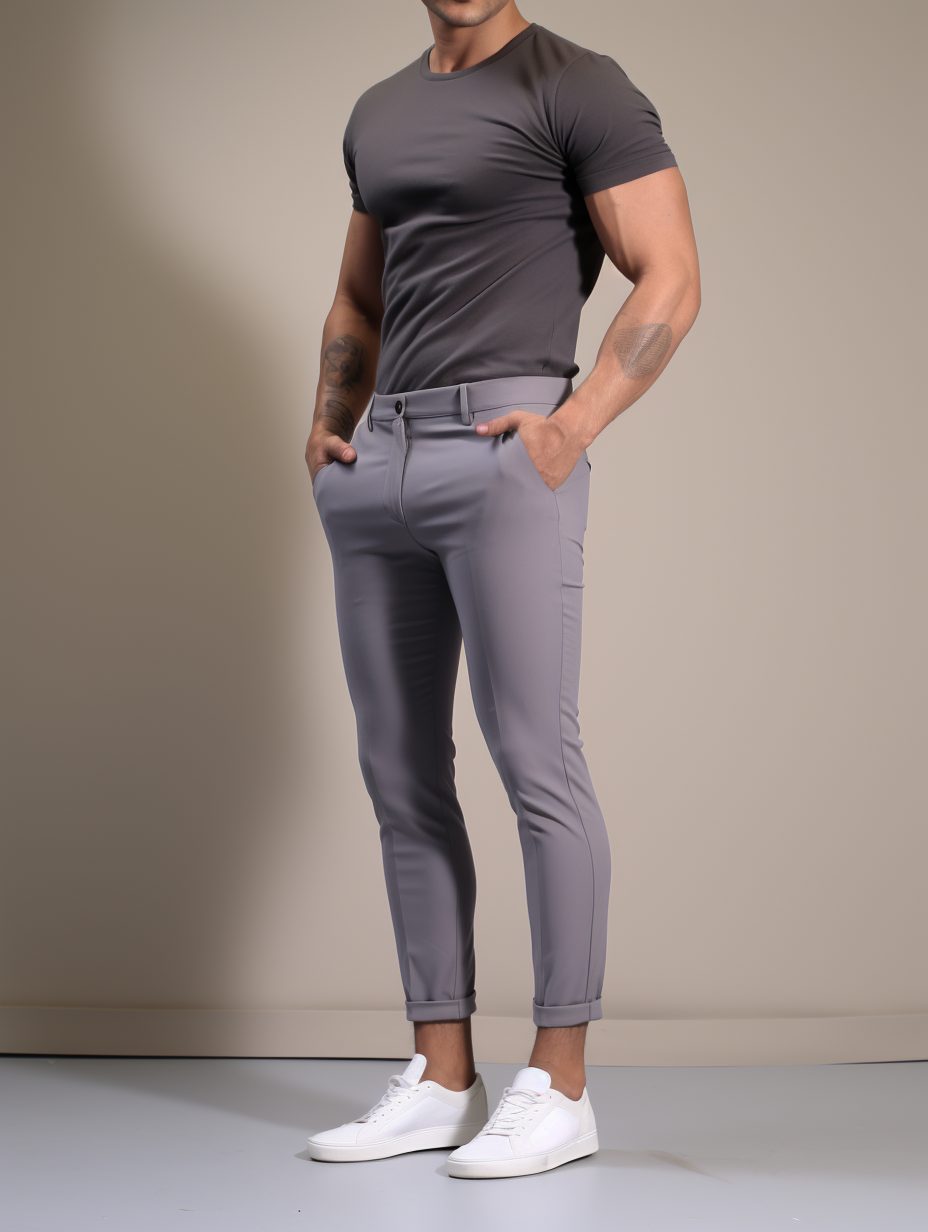 Slim Fit Stretch Chino Trousers for Men