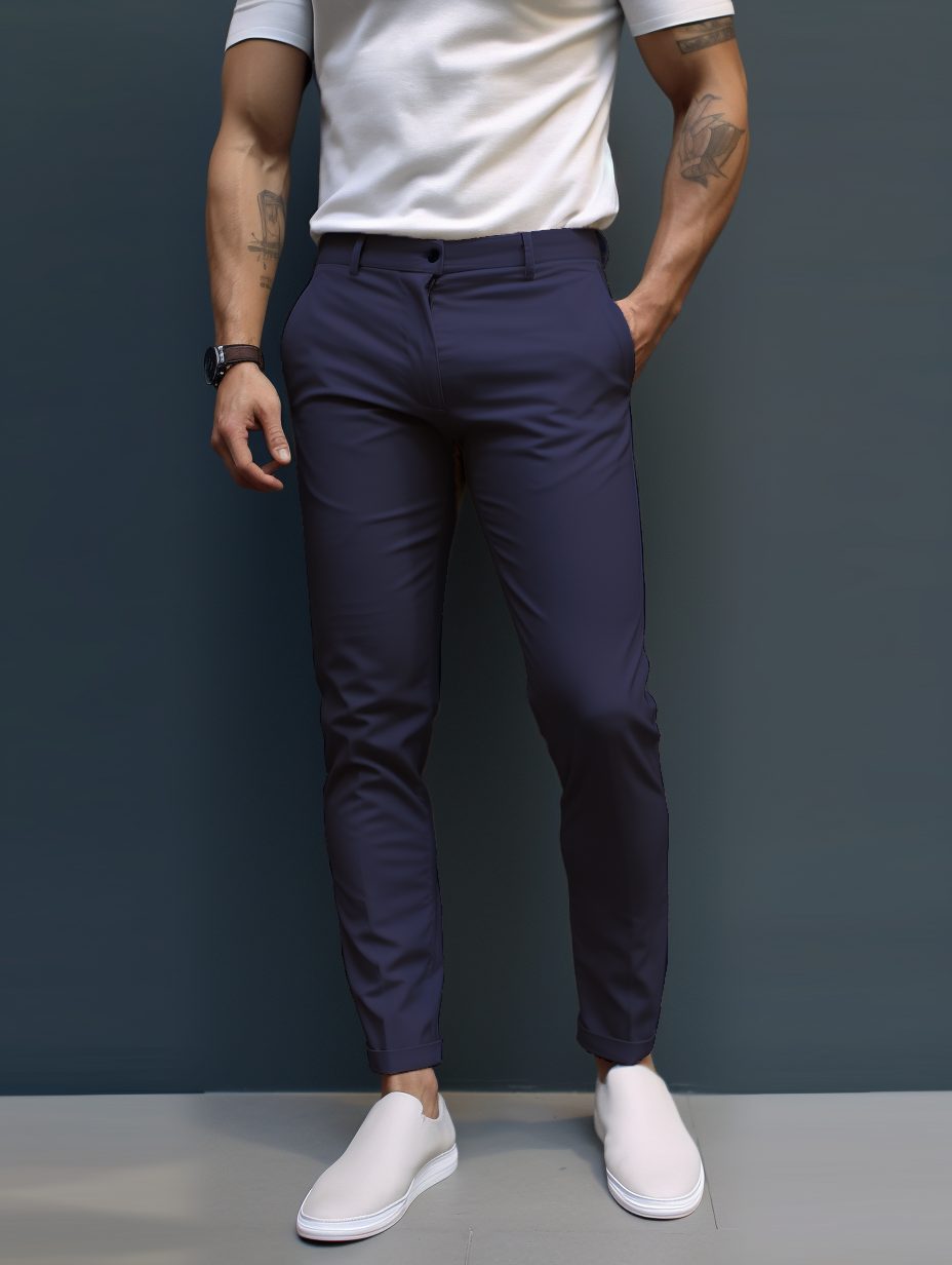 Slim Fit Stretch Chino Trousers for Men
