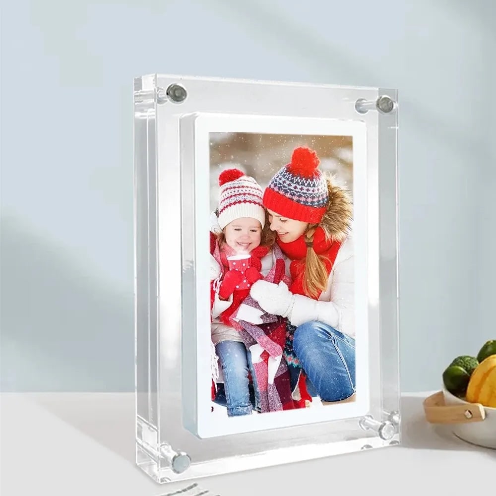Smart Digital Picture Frame with Video Display and Acrylic Block Design Electronic Photo