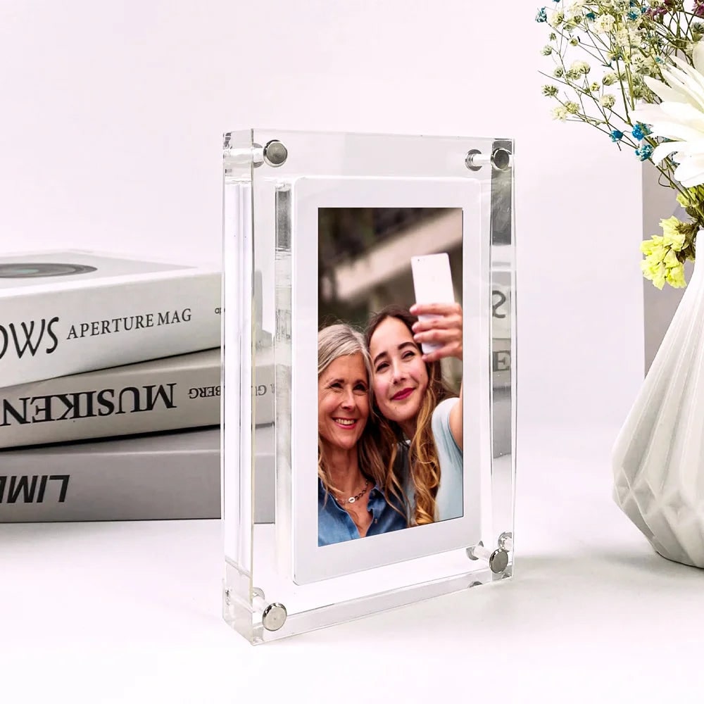 Smart Digital Picture Frame with Video Display and Acrylic Block Design Electronic Photo