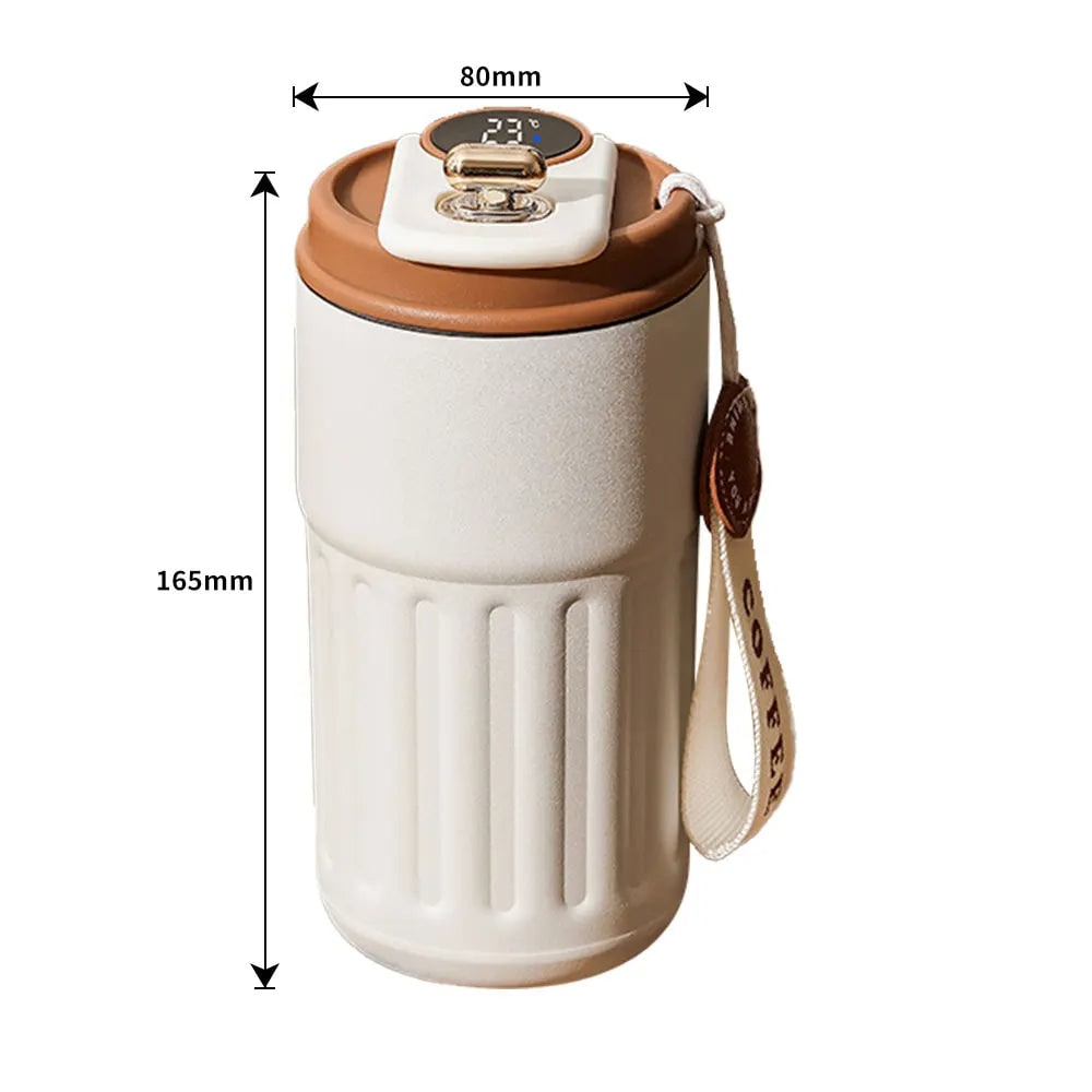 Smart Travel Mug with LED Temperature Display Insulated Stainless Steel Coffee with Handle