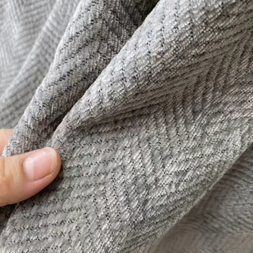 Sofa Couch Cover Throw with Woven Herringbone Chenille and Fringe