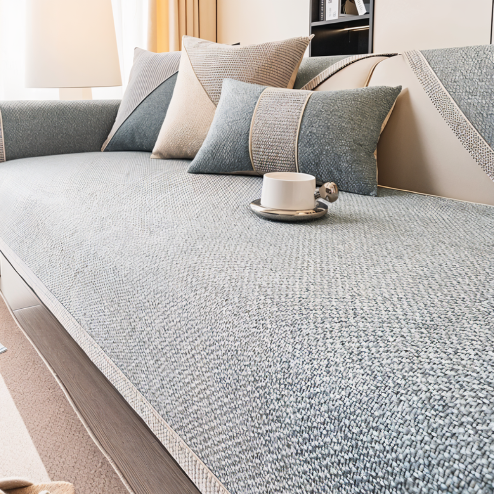 Sofa Couch Cover with Non-Slip Backing and Textured Woven Seat Protector