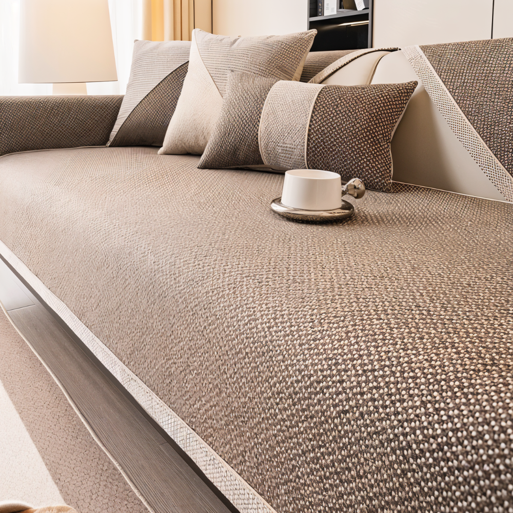 Sofa Couch Cover with Non-Slip Backing and Textured Woven Seat Protector