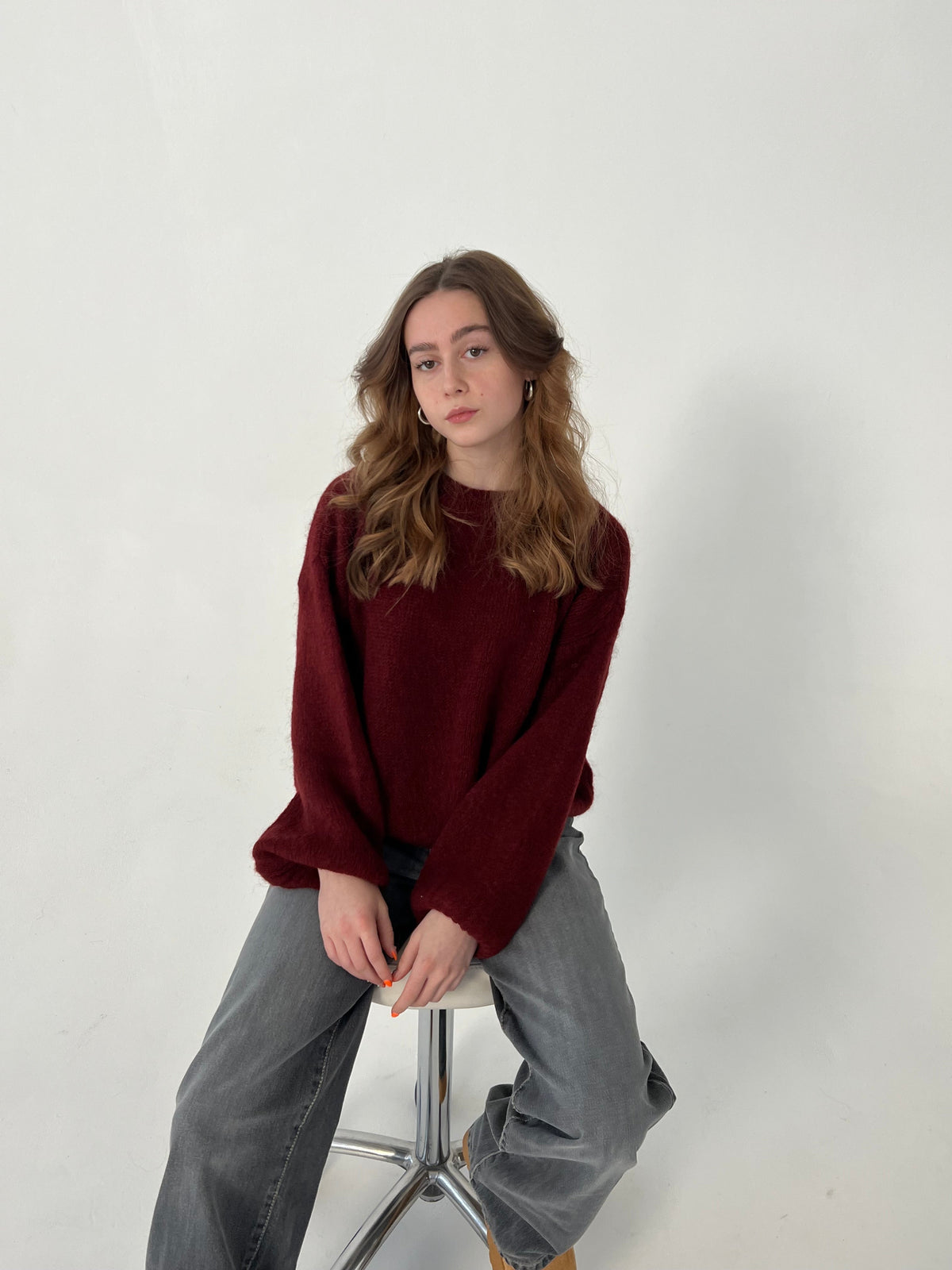 Women's Loose Fit Round Neck Jumper Long Sleeve