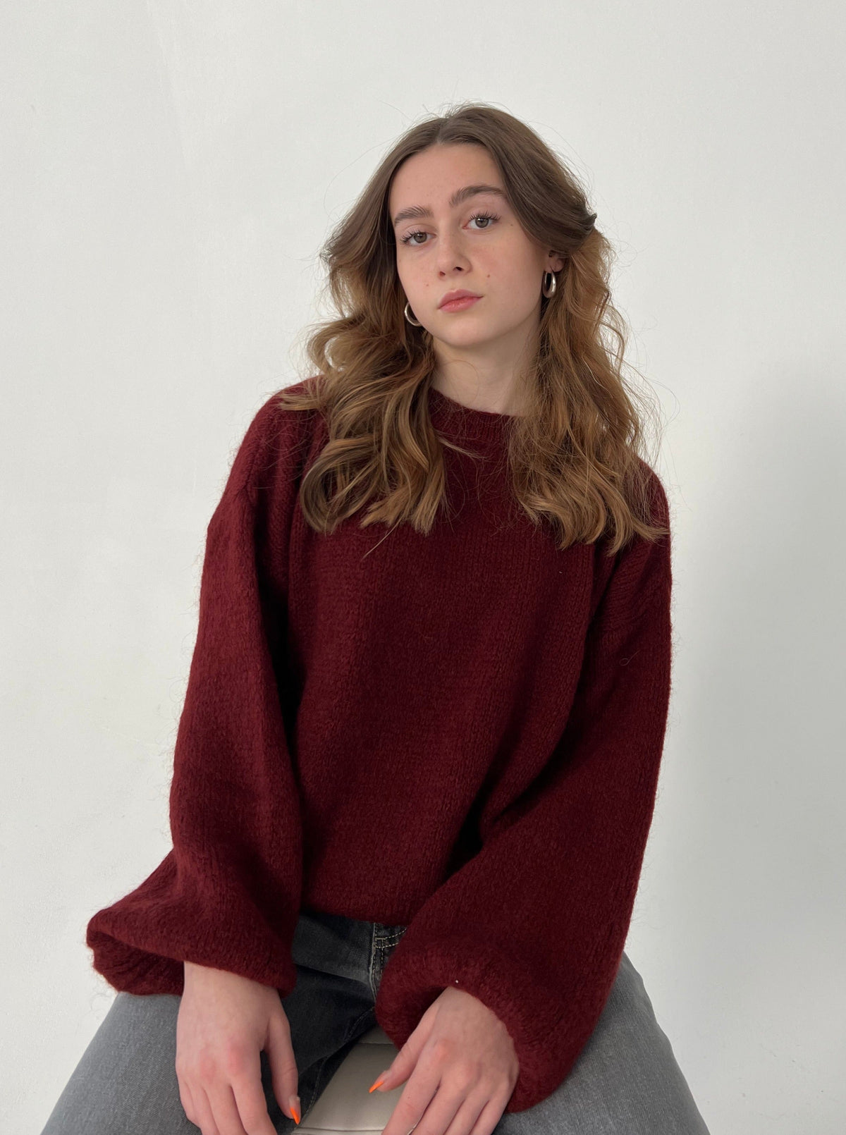 Women's Loose Fit Round Neck Jumper Long Sleeve