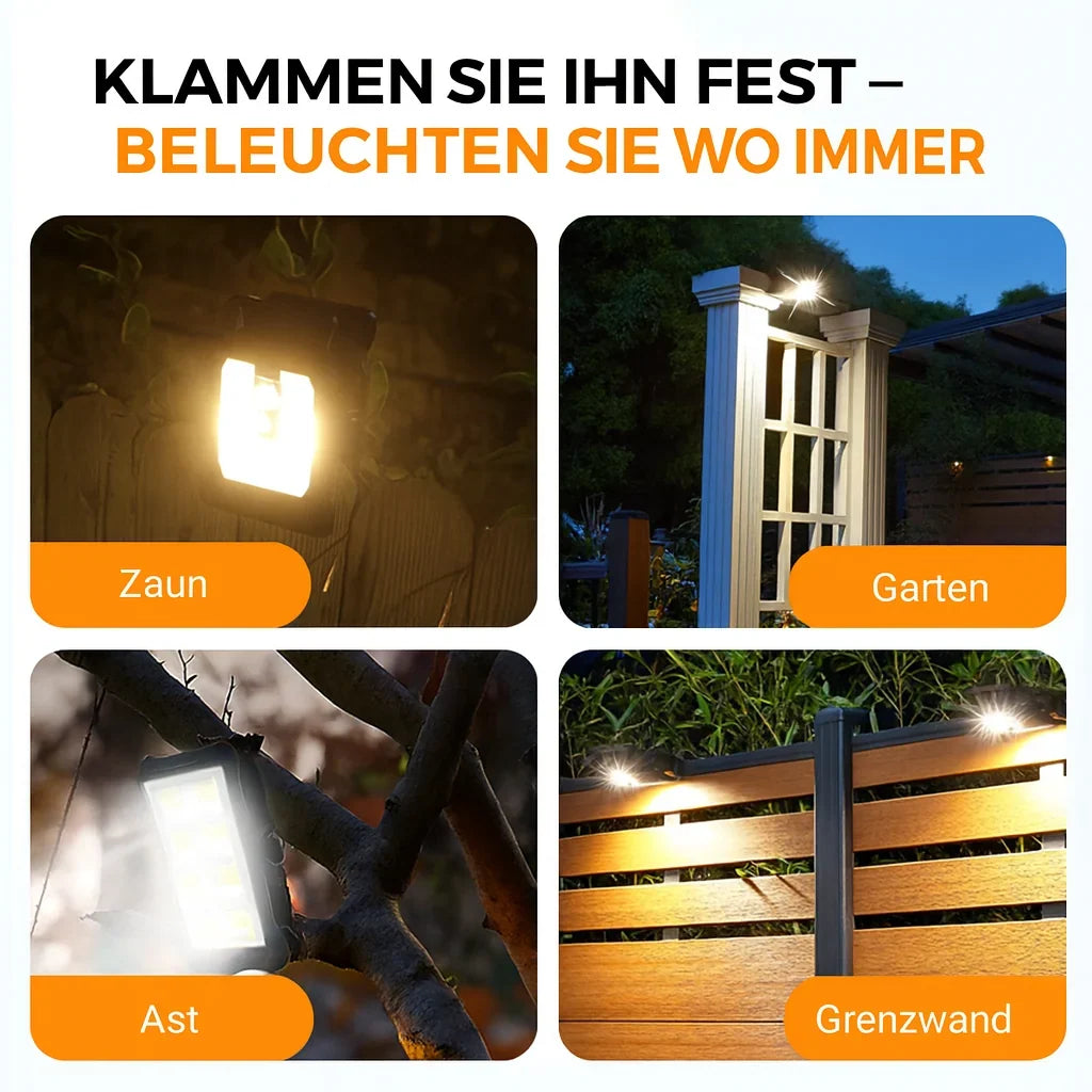 Solar Clip Light | Motion Sensor, USB-C & Weatherproof