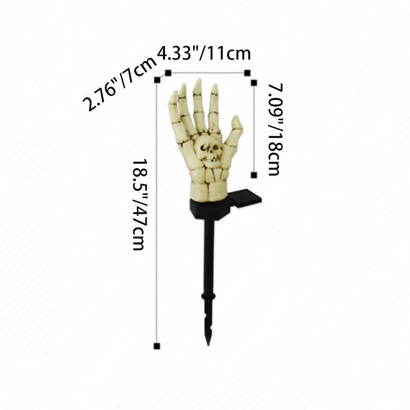 Solar Ground Stake Light | Skeleton Hand & Skull Design