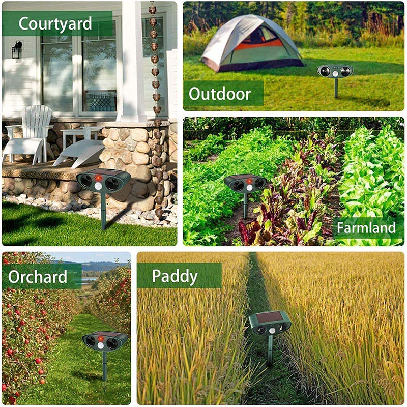Solar Powered Ultrasonic Pest Repeller with Motion Sensor and Flashing LED Light