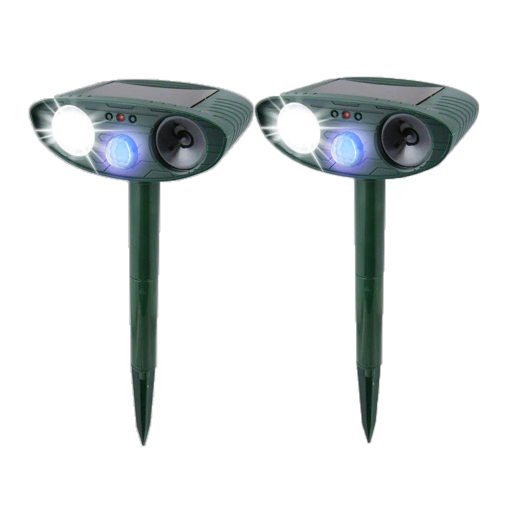 Solar Powered Ultrasonic Pest Repeller with Motion Sensor and Flashing LED Light