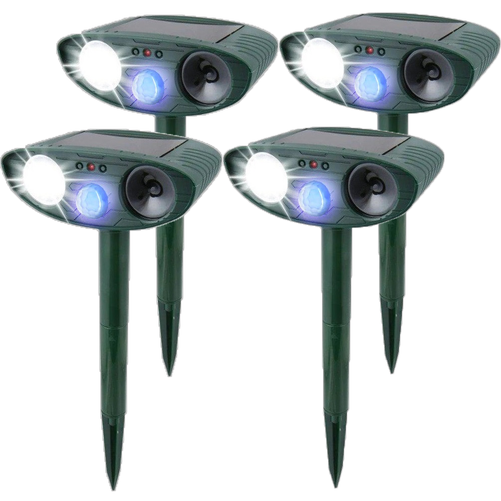 Solar Powered Ultrasonic Pest Repeller with Motion Sensor and Flashing LED Light