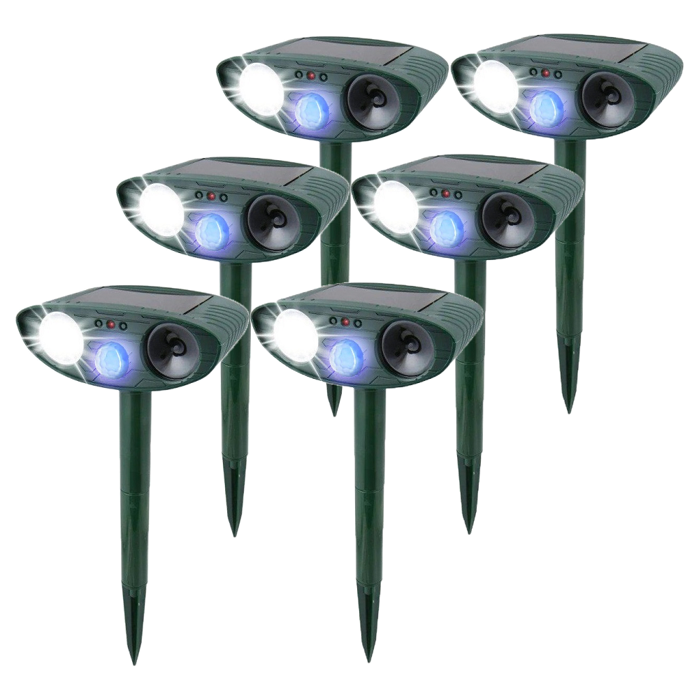 Solar Powered Ultrasonic Pest Repeller with Motion Sensor and Flashing LED Light